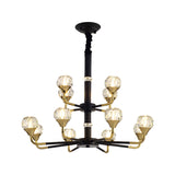 Modern Black-Gold Crystal Ball Chandelier With 6/8/12 Hanging Heads