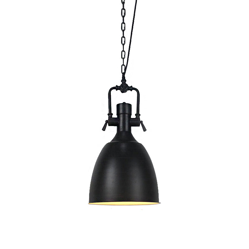 Domed Metallic Ceiling Pendant - 11’/14.5’ Width Industrial 1 Head Black