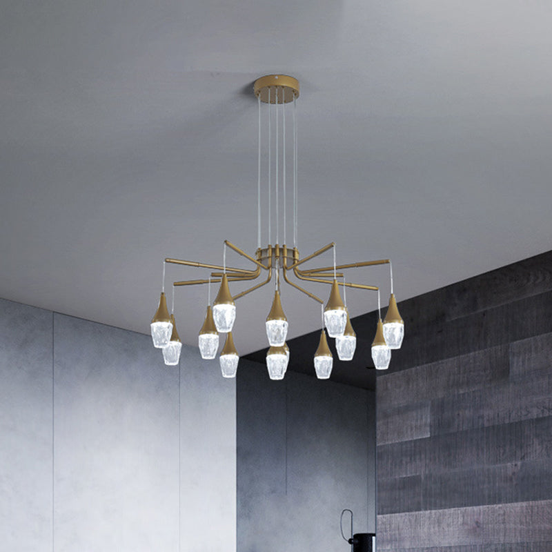 Led Crystal Raindrop Chandelier - Postmodern Burst Design Gold 7/13/16