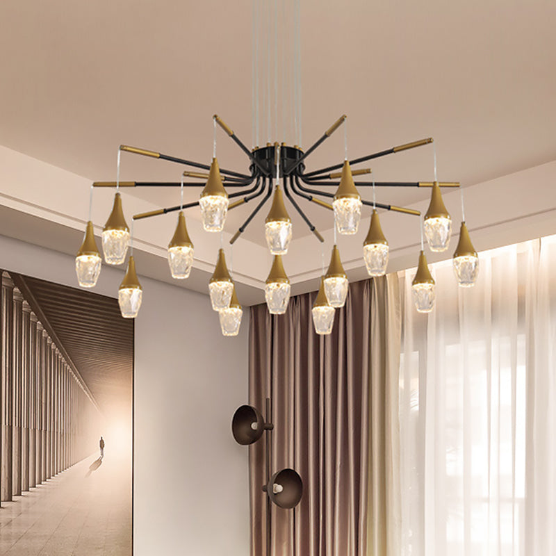 Led Crystal Raindrop Chandelier - Postmodern Burst Design Gold 7/13/16
