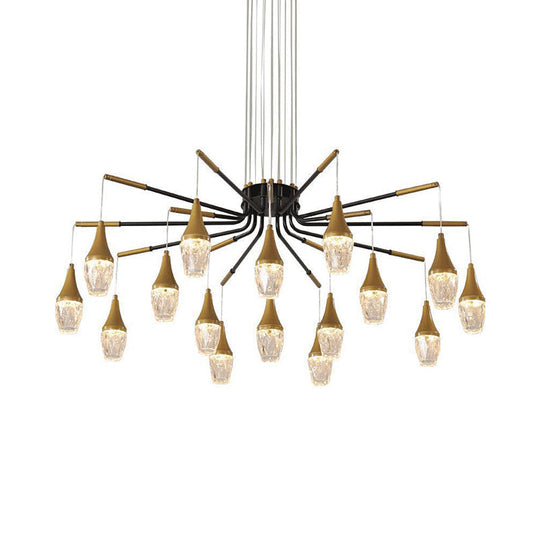 Led Crystal Raindrop Chandelier - Postmodern Burst Design Gold 7/13/16
