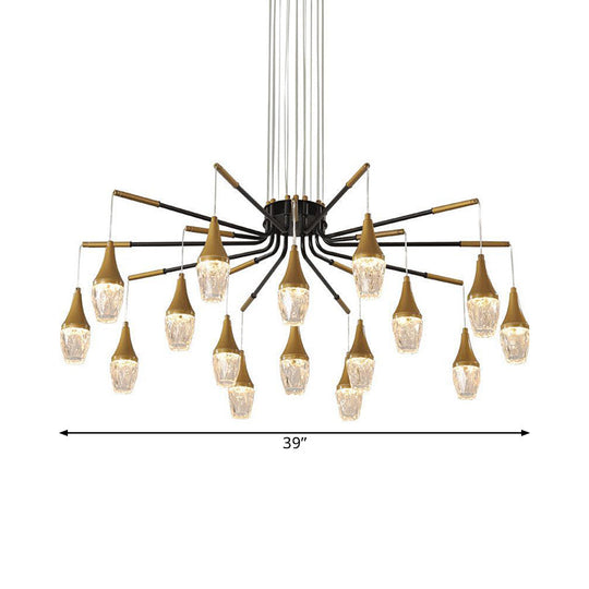 Led Crystal Raindrop Chandelier - Postmodern Burst Design Gold 7/13/16