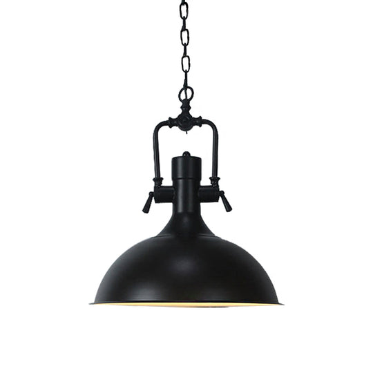 Domed Metallic Ceiling Pendant - 11’/14.5’ Width Industrial 1 Head Black