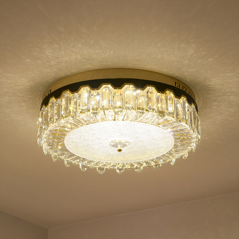 Modern Clear Crystal Flush - Mount Ceiling Lamp For Bedroom Led Light Fixture