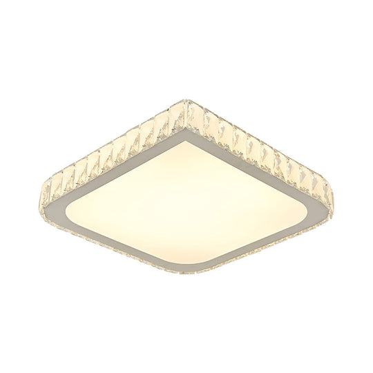 16’/19.5’ Crystal Flushmount Led Ceiling Light - Minimalist Square Design White