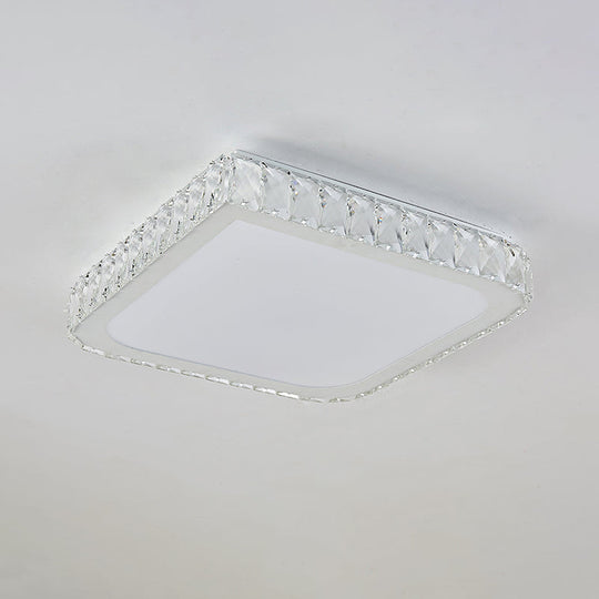16’/19.5’ Crystal Flushmount Led Ceiling Light - Minimalist Square Design White