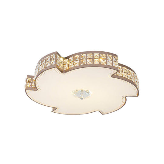 Modern Champagne Led Ceiling Light With Square - Cut Crystals 16.5’/21.5’ Width