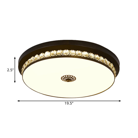 15.5’/19.5’ Led Ceiling Lighting In Black - Contemporary Round Clear Hexagon Crystals Flush