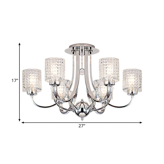 Modern Swirling Arm Chrome Ceiling Fixture With Crystal Shades (3/4/6 Bulbs)