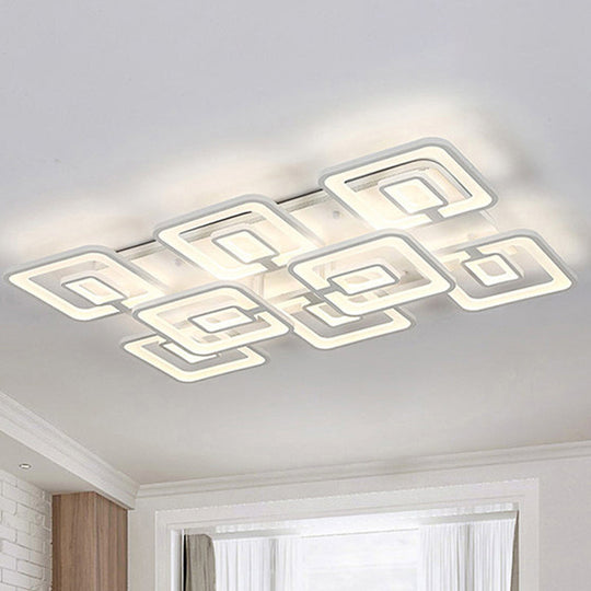Contemporary Led Flush Mount Light White Multi-Layer Ceiling Lamp With Acrylic Shade In
