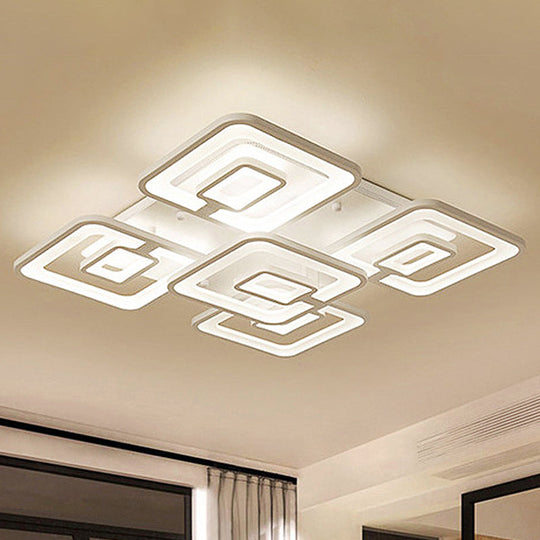 Contemporary Led Flush Mount Light White Multi-Layer Ceiling Lamp With Acrylic Shade In