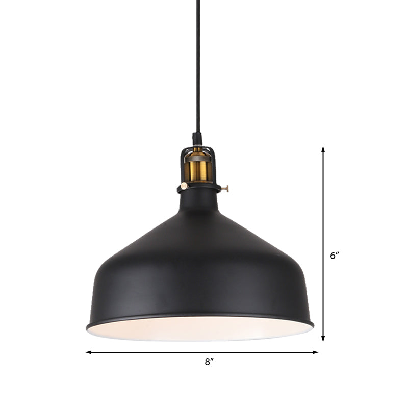 Retro Stylish 1-Bulb Pendant Light: 8’/12’ Width With Barn Shade Metal Ceiling Fixture For