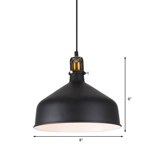 Retro Stylish 1-Bulb Pendant Light: 8’/12’ Width With Barn Shade Metal Ceiling Fixture For