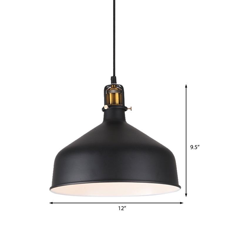 Retro Stylish 1-Bulb Pendant Light: 8’/12’ Width With Barn Shade Metal Ceiling Fixture For