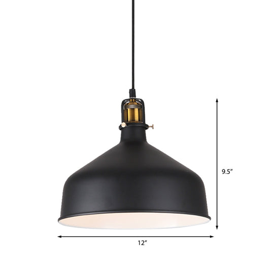 Retro Stylish 1-Bulb Pendant Light: 8’/12’ Width With Barn Shade Metal Ceiling Fixture For