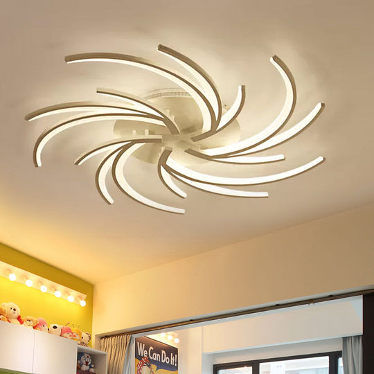 Modern Swirl Flush Mount Lamp - Acrylic Ceiling Fixture With 3/4/5 Lights For White Bedroom