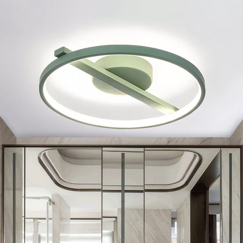 Modern Acrylic Ring Flush Mount Ceiling Light In Black/White/Blue For Living Room - Warm/White