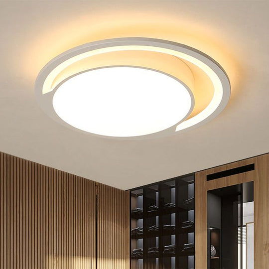 Nordic White Acrylic Round Flush Mount Ceiling Light Led For Bedroom Warm/White 16’/19.5’/23.5’ Dia.
