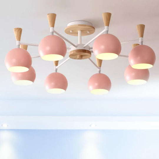 Macaron 3/6/8 - Light Acrylic Dome Ceiling Lamp - Pink/Yellow/Blue Semi Flush Pendant