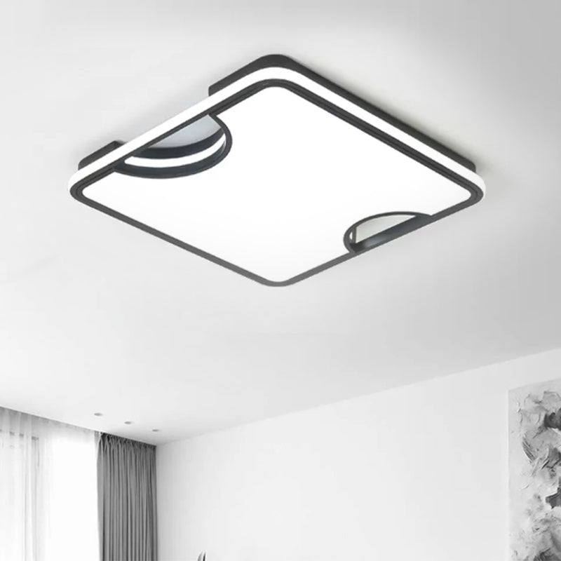 Modern Rectangular/Square Acrylic Flush Ceiling Light Led Lamp In Black/White Warm/White