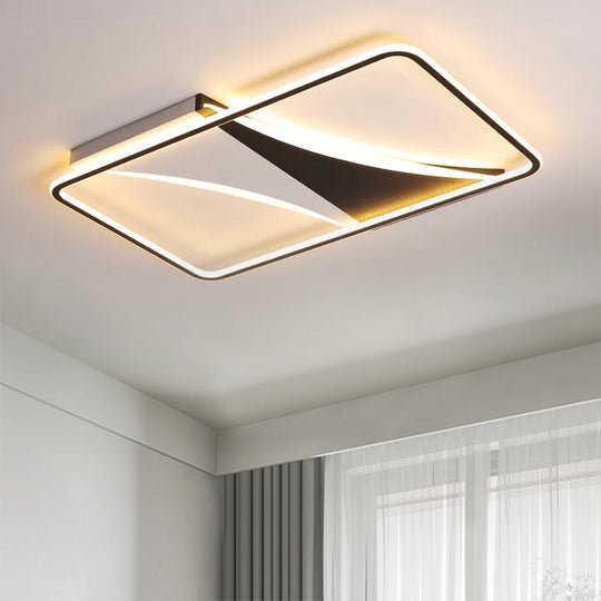 Modern Acrylic Flush Light For Bedroom - Square/Rectangular Ceiling Lighting In Black/White