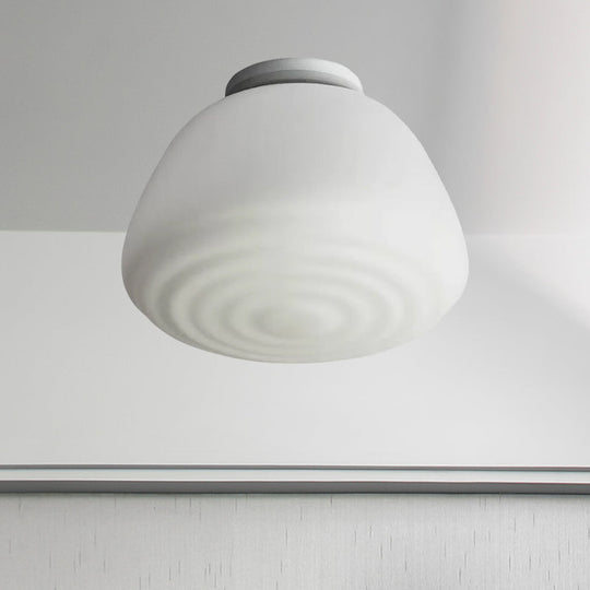 Minimalist 1 Head Flush Mount Lantern Light With Opal Glass Shade For Kitchen - 6/8 W Cone Lighting