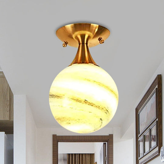 White - Yellow/Gray - Blue/Smoke Gray Glass Orb Shade Semi Mount Lighting - Nordic Style 1 Bulb