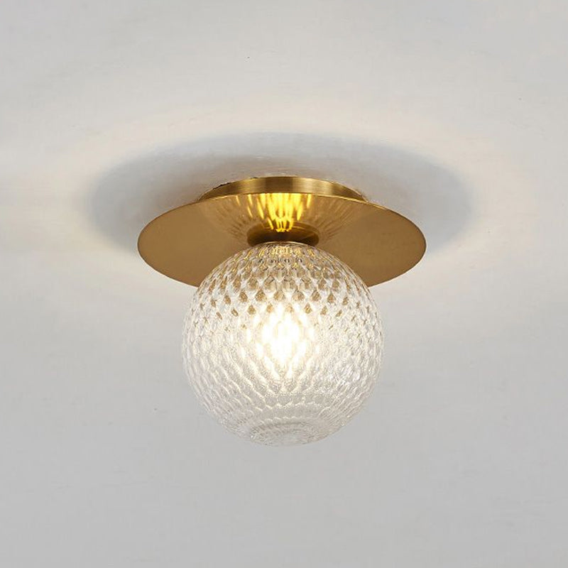 Modern Glass Orbit Ceiling Light Kitchen Flushmount Lamp - Clear/Light-Brown/Cream Single