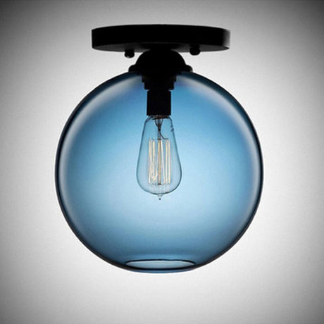 Contemporary Glass Orbit Ceiling Light Fixture - Red/Sky Blue/Amber/Dark Smoke/Coffee 1 Head Indoor