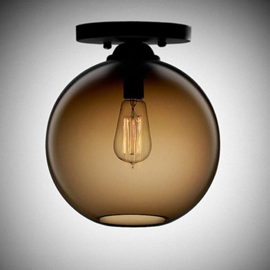 Contemporary Glass Orbit Ceiling Light Fixture - Red/Sky Blue/Amber/Dark Smoke/Coffee 1 Head Indoor