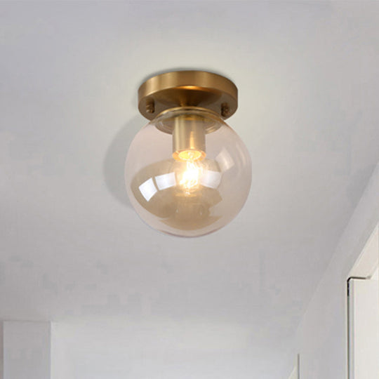 Minimalist Blue/Tan Spherical Glass Flushmount Ceiling Light For Balcony