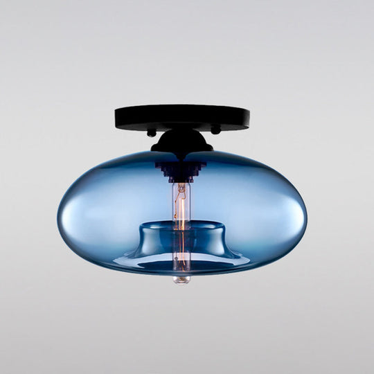 Modernist Glass Flush Ceiling Light Fixture - Oblong Shape 1 Sky Blue/Amber/Smoke Gray/Coffee 11’