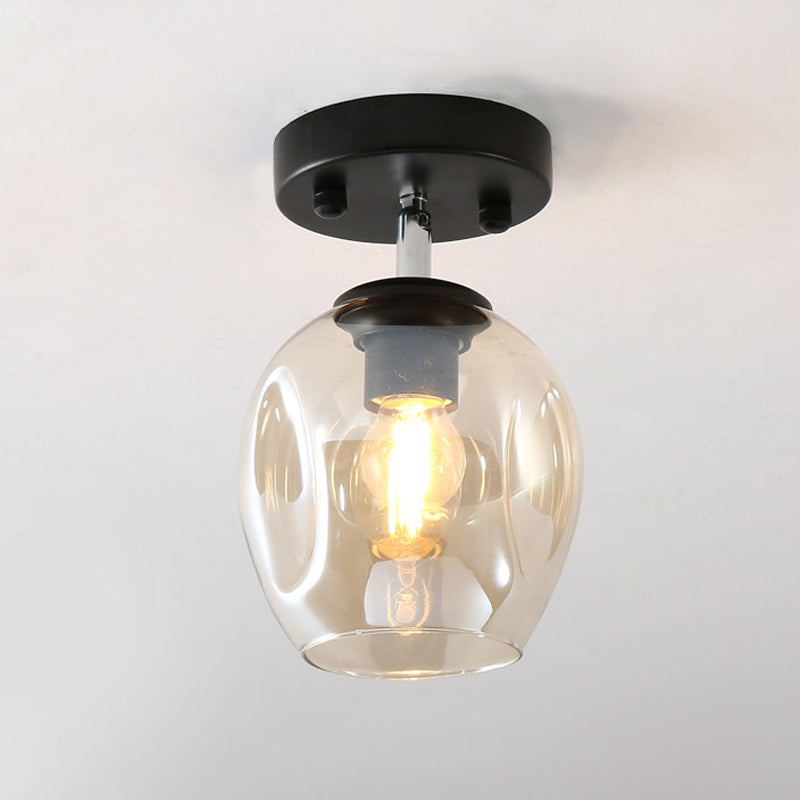 Modern Black/Gold Carafe Semi Flush Light - 1 Clear/Amber/Smoke Gray Glass Shade