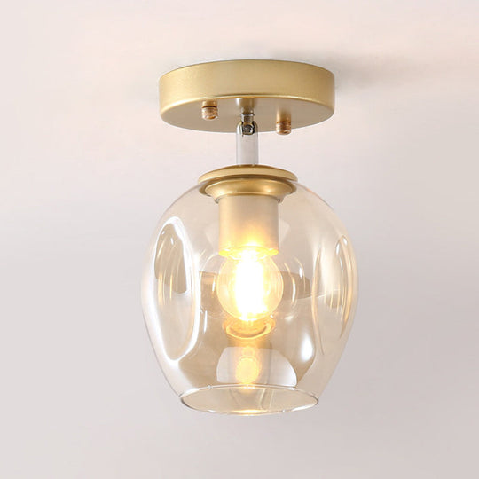 Modern Black/Gold Carafe Semi Flush Light - 1 Clear/Amber/Smoke Gray Glass Shade