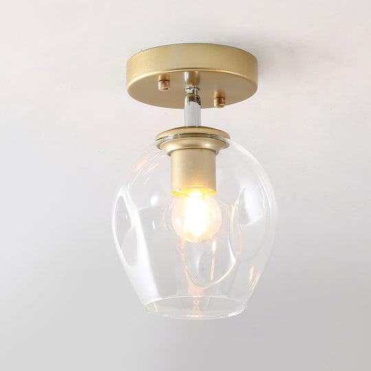 Modern Black/Gold Carafe Semi Flush Light - 1 Clear/Amber/Smoke Gray Glass Shade