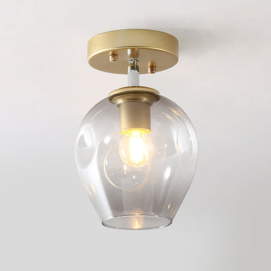 Modern Black/Gold Carafe Semi Flush Light - 1 Clear/Amber/Smoke Gray Glass Shade