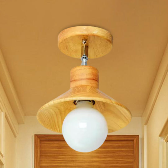 Modern Wooden Square/Trumpet/Pineapple Semi - Flush Ceiling Light - 1 Indoor Mount