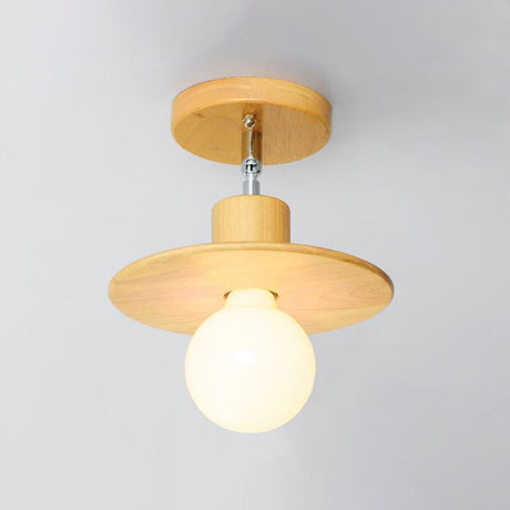 Modern Wooden Square/Trumpet/Pineapple Semi-Flush Ceiling Light - 1 Indoor Mount