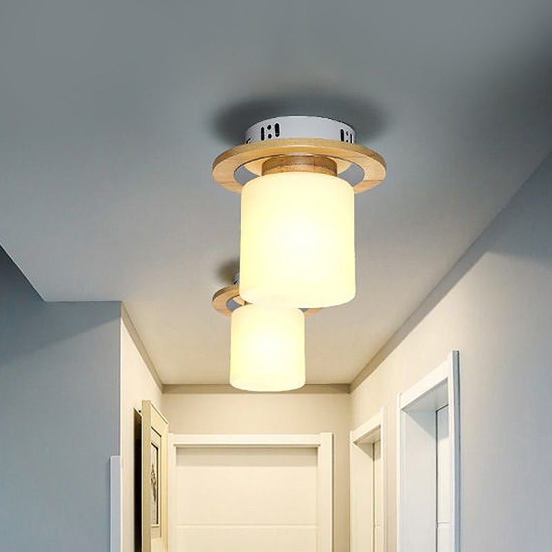 Frosted Glass Geometric Flush Mount Light - Nordic Style Ceiling Fixture For Corridor In White