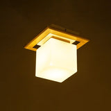 Frosted Glass Geometric Flush Mount Light - Nordic Style Ceiling Fixture For Corridor In White