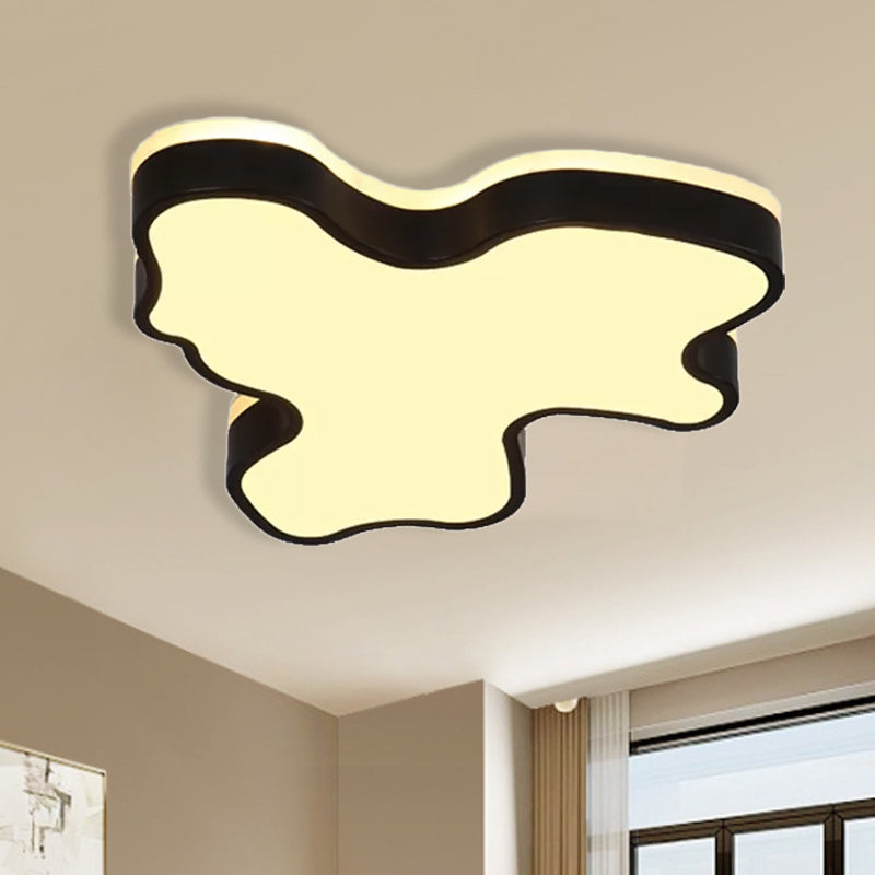 Abstract Flush Light - 16/19.5/23.5 Width Black/White Shade Led Contemporary Mount In Warm/White