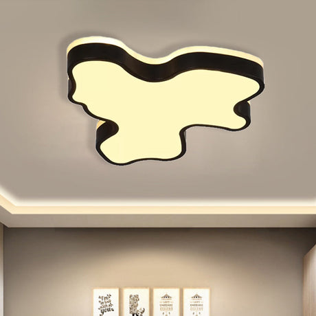 Abstract Flush Light - 16/19.5/23.5 Width Black/White Shade Led Contemporary Mount In Warm/White