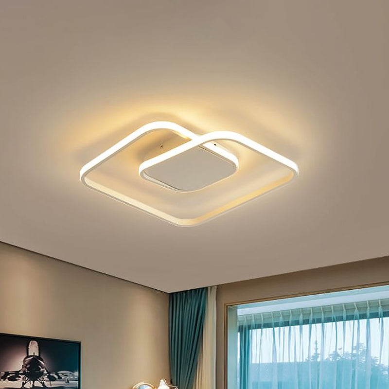 Modern Led Square Flush Ceiling Light In White/Black/Gold For Bedroom Acrylic Design Warm/White