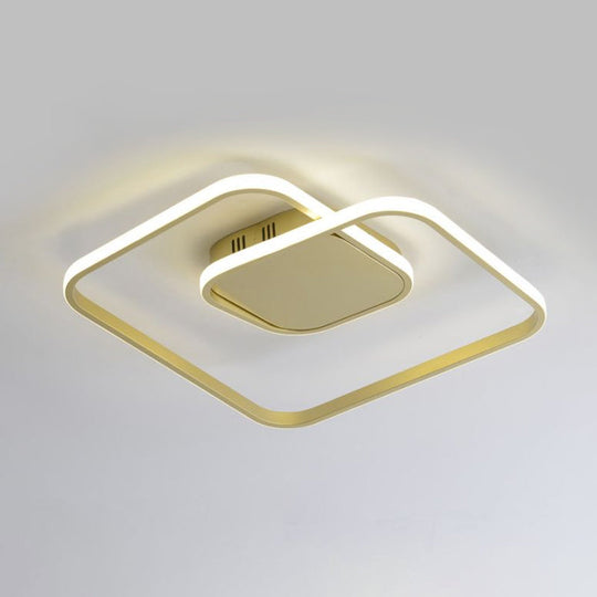 Modern Led Square Flush Ceiling Light In White/Black/Gold For Bedroom Acrylic Design Warm/White