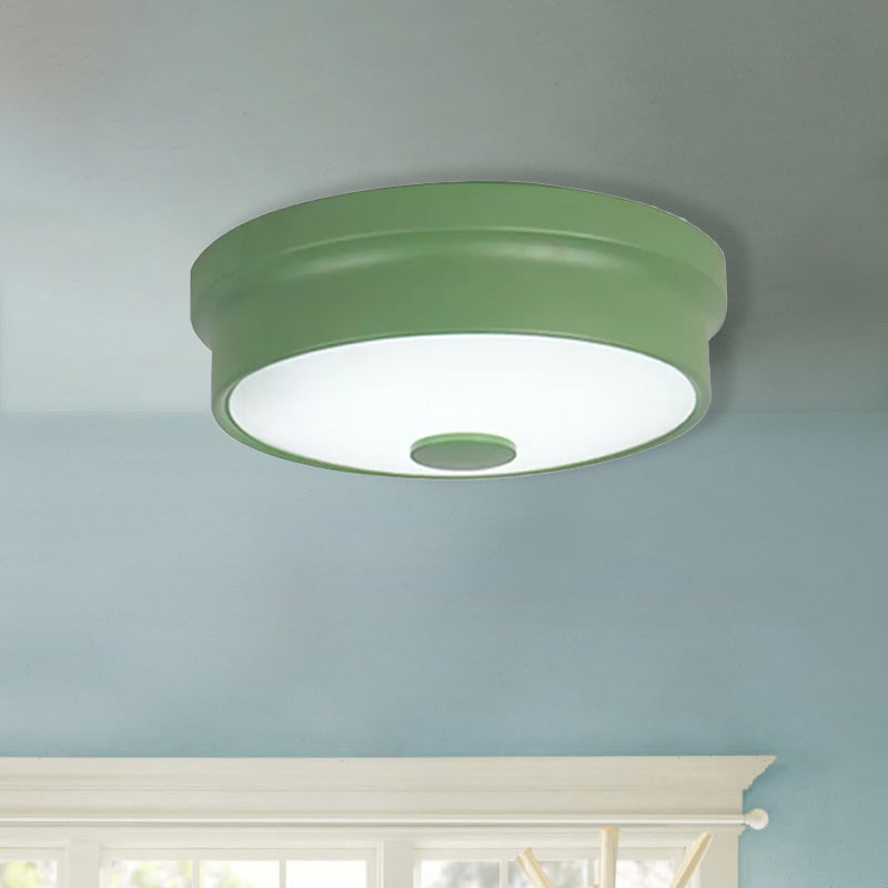Macaron Drum Ceiling Flush Light In Metal With Led Ideal For Kids Room Available Various Colors