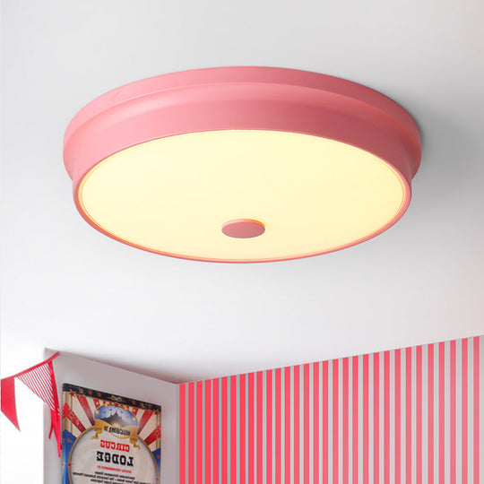 Macaron Drum Ceiling Flush Light In Metal With Led Ideal For Kids Room Available Various Colors