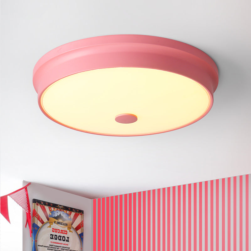 Macaron Drum Ceiling Flush Light In Metal With Led Ideal For Kids Room Available Various Colors
