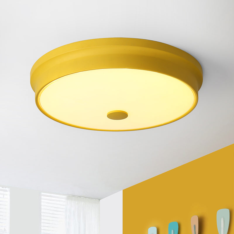 Macaron Drum Ceiling Flush Light In Metal With Led Ideal For Kids Room Available Various Colors
