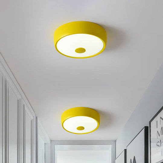 Macaron Drum Ceiling Flush Light In Metal With Led Ideal For Kids Room Available Various Colors