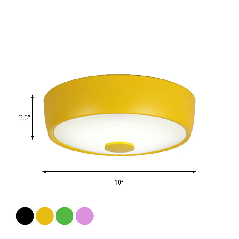 Macaron Drum Ceiling Flush Light In Metal With Led Ideal For Kids Room Available Various Colors
